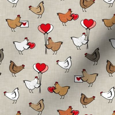 Cute Valentine's Day Chickens - farm valentine - khaki - LAD22
