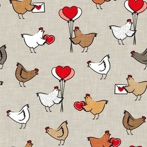 Cute Valentine's Day Chickens - farm valentine - khaki - LAD22