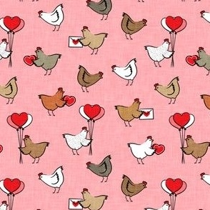 (small scale) Cute Valentine's Day Chickens - farm valentine - pink - LAD22