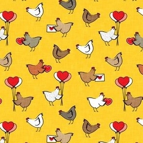 (small scale) Cute Valentine's Day Chickens - farm valentine - yellow  - LAD22