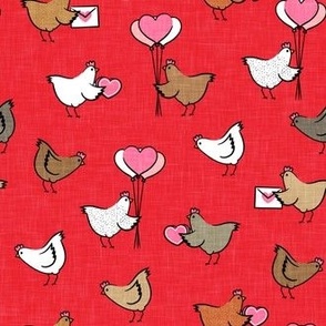 Cute Valentine's Day Chickens - farm valentine - red  - LAD22