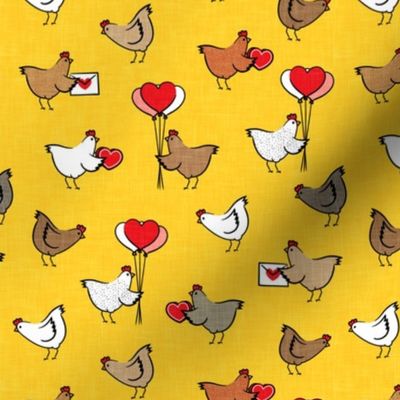 Cute Valentine's Day Chickens - farm valentine - yellow  - LAD22