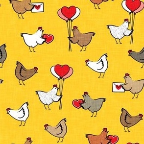 Cute Valentine's Day Chickens - farm valentine - yellow  - LAD22