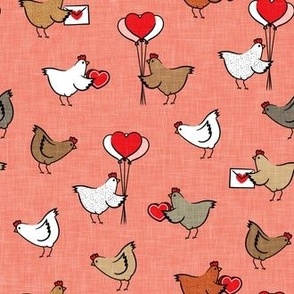 Cute Valentine's Day Chickens - farm valentine - rose pink - LAD22