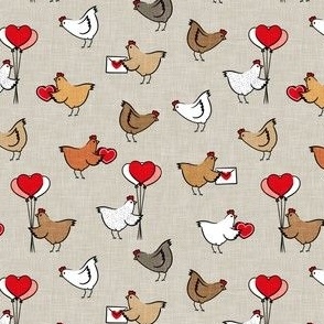 (small scale) Cute Valentine's Day Chickens - farm valentine - khaki - LAD22