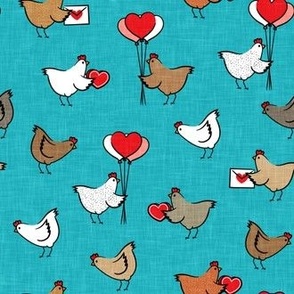Cute Valentine's Day Chickens - farm valentine - blue - LAD22