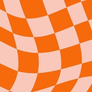 Warp checkerboard orange and pink (Large size)