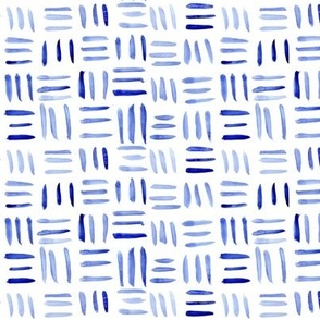 Ultramarine criss cross minimal brush strokes - watercolor blue painted pattern a106-1