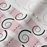 small scale cats - figaro cat cotton candy - geometric cats - cat fabric and wallpaper