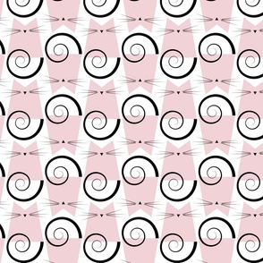 cats - figaro cat cotton candy - geometric cats - cat fabric and wallpaper