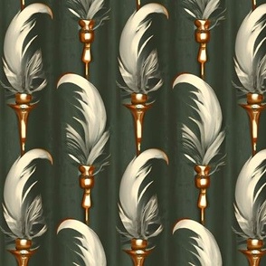 Antique Feather Dusters on Green Ombre
