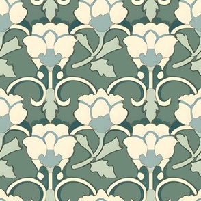 Art Nouveau Tulips in Ivory and Green
