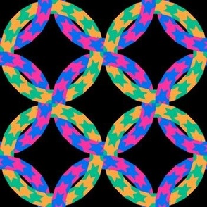 Houndstooth Circles, Colorful on Black