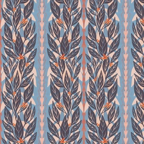 Navy Leaves on Blue (small)