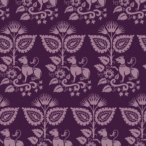 Renaissance damask 1010, aubergine