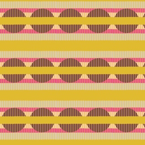 Geometric Stripe Yellow Pink  Brown Ribbon Medium 