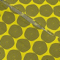 Black spirals, yellow background