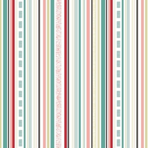 Stripes, Holiday, Christmas, Sea Glass, Blue, Rose, Pink, Charcoal, Teal, Red, Birthday, Striped, Colorful, JG_Anchor_Designs, #Stripes #RetroChristmas