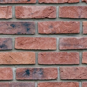 Classic Brick Red Wall in Realistic Photo-Effect Life Size