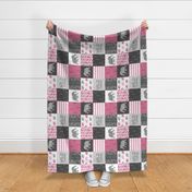 Wild Thing Elephant Quilt - rasberry - rotated