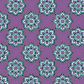 Turquoise Daisies on Smooth Amethyst