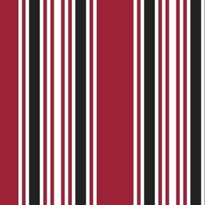 Arkansas colors - Retro Stripes - White and Off-Black on Cardinal Red