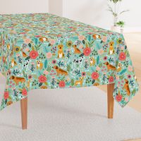 Dogs and Floral, Dog Fabric, Cute Dog Print