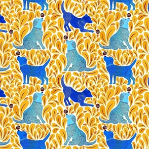 dogs just wanna have fun- barkitecture- blue-yellow-gold-medium scale