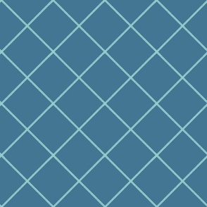 Diagonal lattice || Blue Net on Blue by Sarah Price