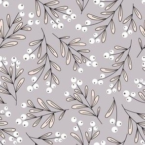 Blooming Christmas Mistletoe grey elegant design