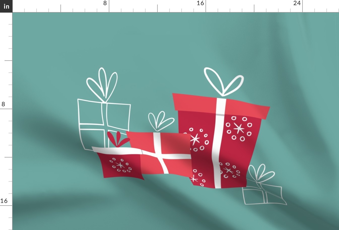 Green Christmas presents -  minimalistic print - for kitchen towels only