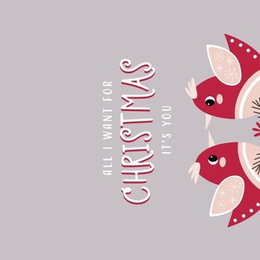 Grey Cute birds - minimalistic christmas print