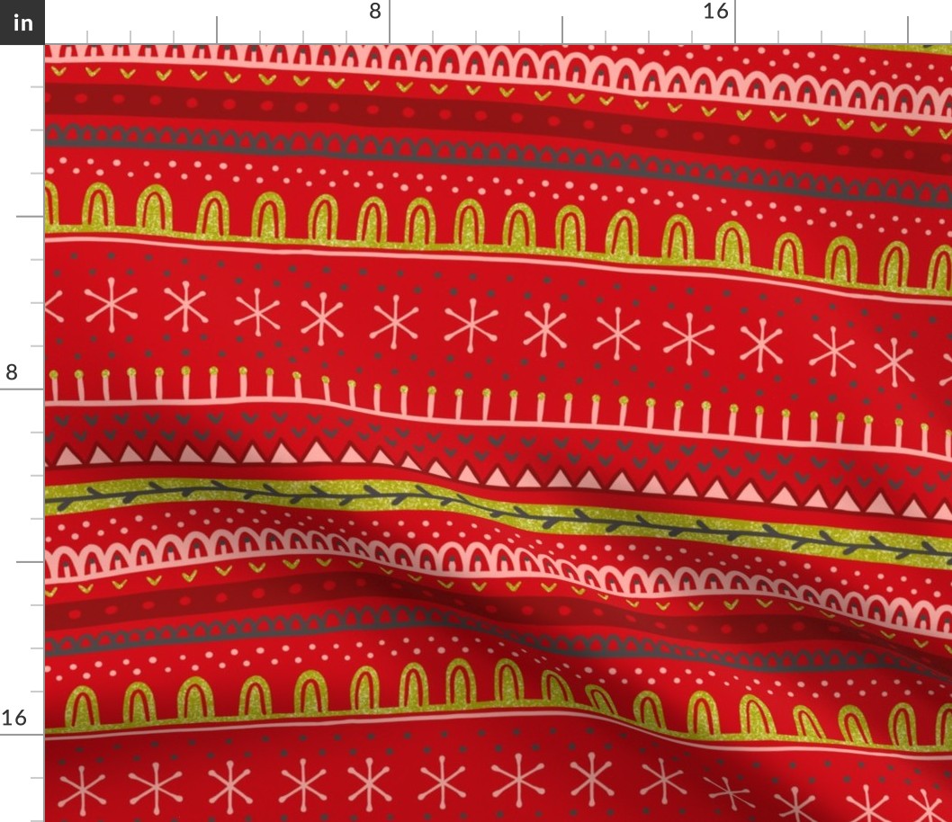 Christmas poppy red knit pattern horizontal 12inch retrochristmas2022