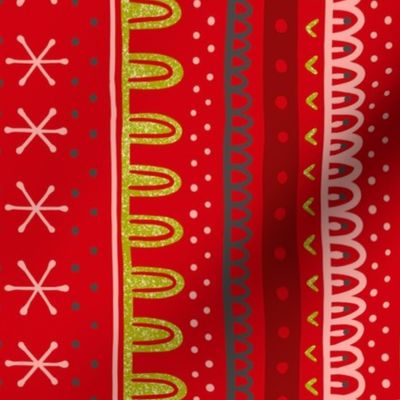 Christmas poppy red knit pattern vetrical 12inch retrochristmas2022