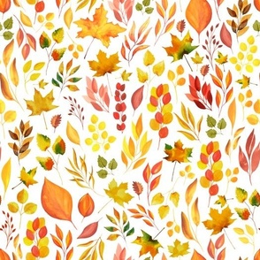 Autumn Leaves Watercolor Seamless Pattern