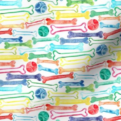 Doggy Bones in Rainbow Watercolors  on White - small