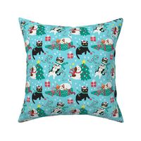 Cute Christmas cats - blue Christmas,xmas fabric WB22