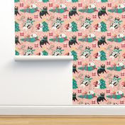 Cute Christmas cats - blush Christmas,xmas fabric WB22