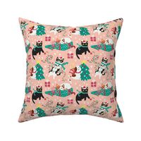 Cute Christmas cats - blush Christmas,xmas fabric WB22
