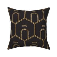 Dog House Geometric  - Double Rule - Gold on Black - Large