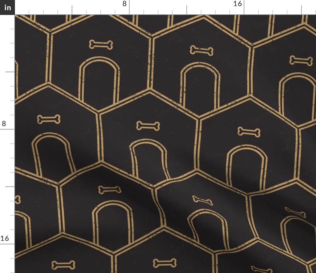 Dog House Geometric  - Double Rule - Gold on Black - Large