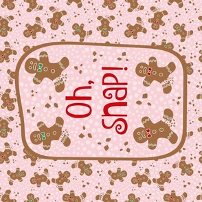 Large 27x18 Fat Quarter Panel Oh Snap! Funny Gingerbread Cookies for Tea Towel or Wall Hanging