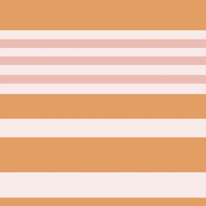 Trendy Retro Stripes in Off White Dusty Pink Mustard