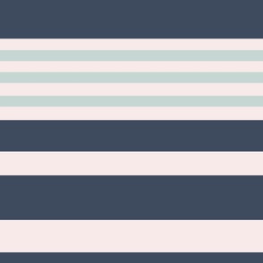 Trendy Retro Stripes in Navy Blue Off White Mint