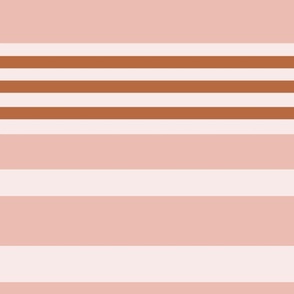 Trendy Retro Stripes in Off White Dusty Pink Brown