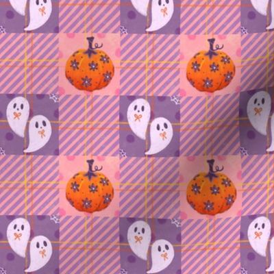 Ghostly Pumpkin Plaid - Pink Purple - Magical Halloween