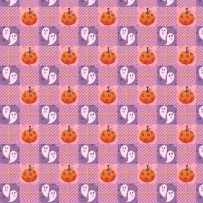 Ghostly Pumpkin Plaid - Pink Purple - Magical Halloween