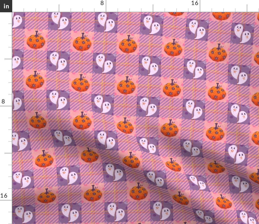 Ghostly Pumpkin Plaid - Pink Purple - Magical Halloween