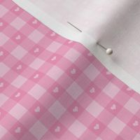 Small Scale Little Hearts on Pink Gingham