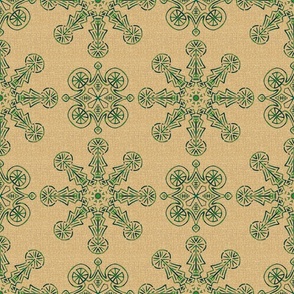 Art Deco Kaleidoscope Green on Beige